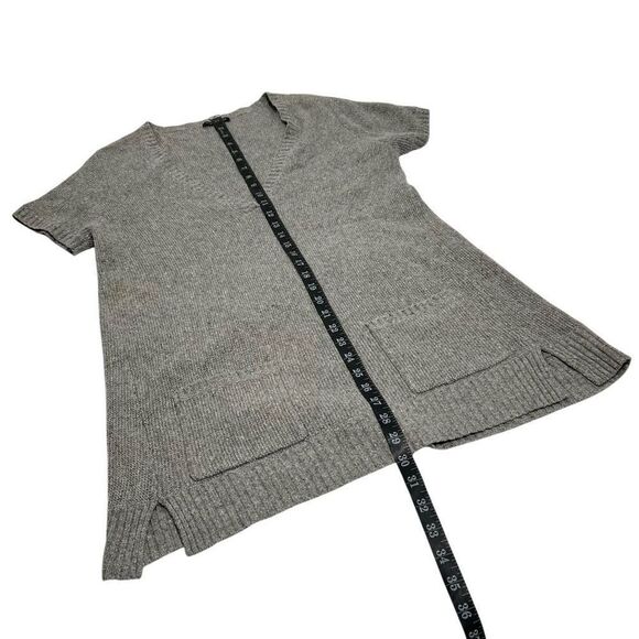 Eileen Fisher Tunic Sweater Top w Short Sleeves Silk Wool Blend Medium Gray Knit - Picture 9 of 12